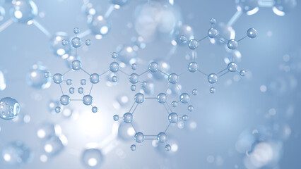 Clemastine molecular structure 3d, antihistamine agent structural chemical formula view from a microscope