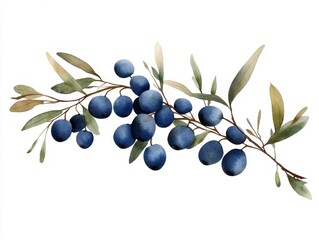 Olive branch and blue berries