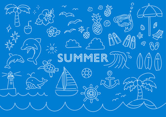 夏の手描きイラストセット