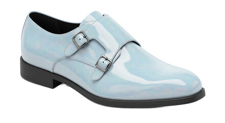 Iridescent buckle shoe rests stylishly