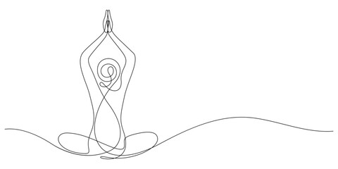 woman do asana yoga pose line art