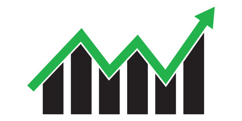 Increase chart icon set. growth up arrow graph vector symbol. economic stock market trend sign. profit or revenue rise icon. Up graph chart vector icon set. growth increase sign.  economy rise symbol.