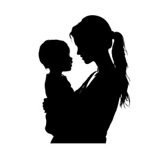 silhouette of woman and child 