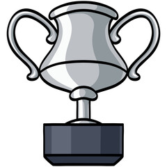 Silver Trophy Cup Vector Drawing Illustration