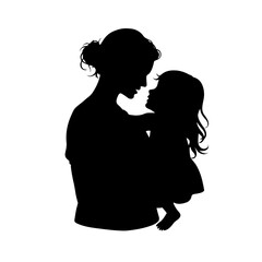 silhouette of woman and child 