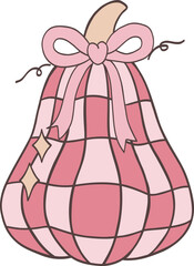 Thanksgiving Pumpkin Ribbon Pastel Coquette Cartoon Ribbon Groovy Retro Plaid