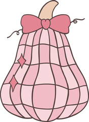 Thanksgiving Pumpkin Ribbon Pastel Coquette Cartoon Ribbon Groovy Retro Plaid