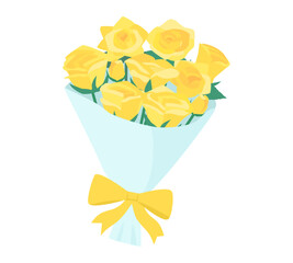 黄色いバラの花束のイラスト