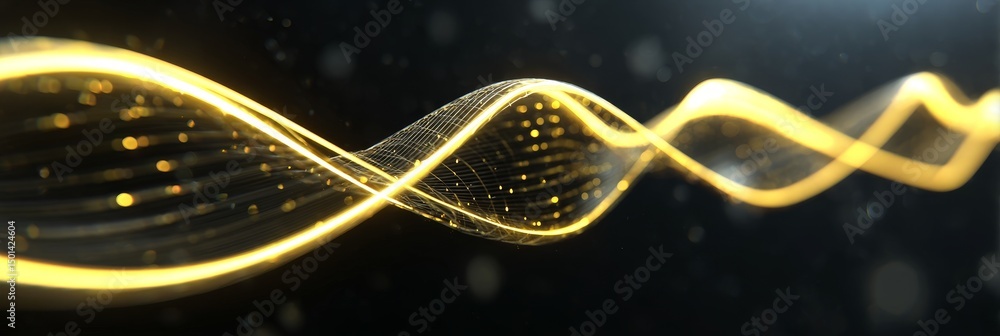 Poster golden particle flow abstract - abstract golden particles flow across a dark background, symbolizing