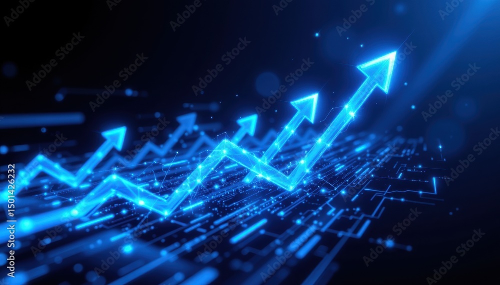 Poster dynamic growth trends in business data visualization digital space infographic design futuristic env