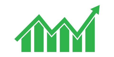 profit or revenue rise icon. Growing graph set. Business chart with arrow. Growths chart collection. Profit growing symbol. Progress bar. Growing bar chart icon vector. success graph trending upwards 