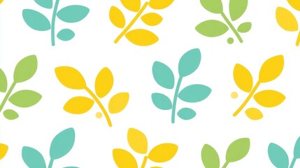 Obraz premium Spring Leaves Pattern Design - Vibrant spring leaves, nature, growth, freshness, new beginnings. A cheerful and bright pattern perfect for springtime projects
