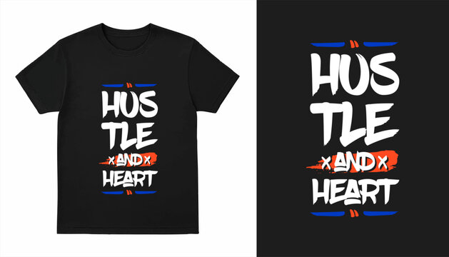 Hustle and heart modern brush stylish motivational quotes typography slogan. Colorful geometric design illustration vector for print t shirt, poster, sticker, wall art, merchandise, apparels