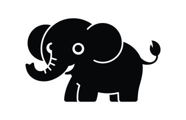 Fototapeta premium A minimalist cute elephant cartoon black vector silhouette