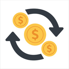 dollar,rotate,cycle high resolution vector money flow for finance apps investment tools digital promotion graphics for social platforms financial growth themes