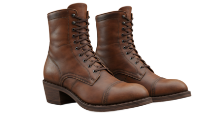 Leather boots laced up styled elegantly