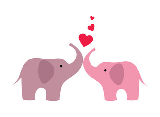 Kids Cartoon Illustration Two Cute Elephants