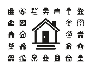 Minimalistic Black and White home icon Graphic, simple