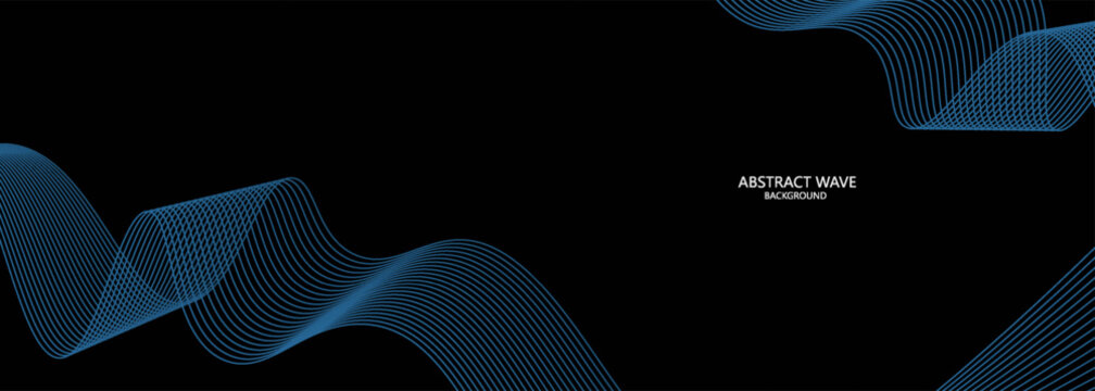 Abstract geometric dark blue wide banner layout design. Dark modern navy blue wide banner background with geometric shapes decration