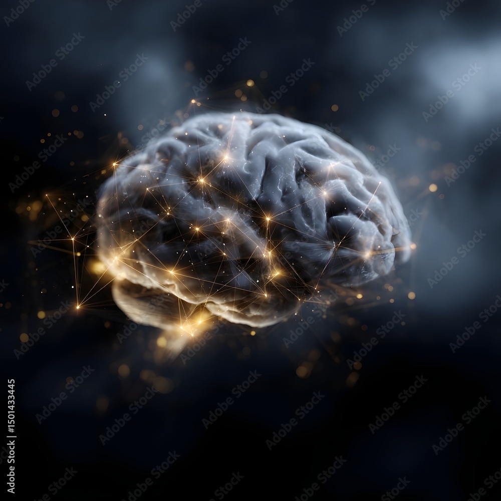 Poster a futuristic neural network interface glowing with technology