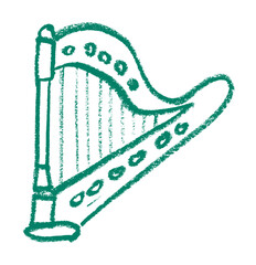 Obraz premium Harp Musical Instrument Crayon Chalk Drawing Vector
