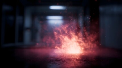 Glowing particle collider simulation in a dark physics lab