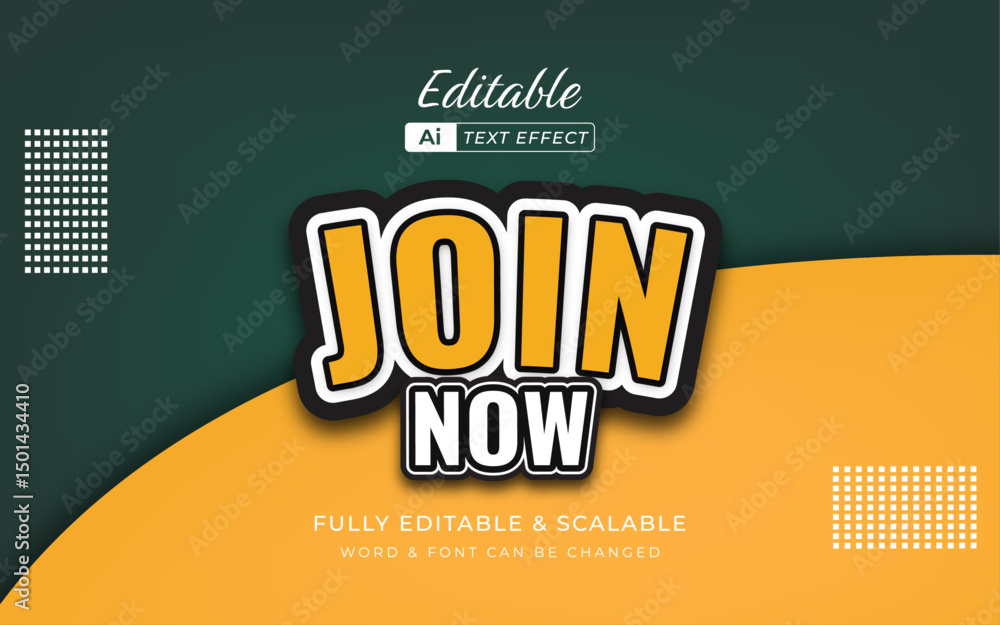 Poster join now text effect: a dynamic graphic with the words 