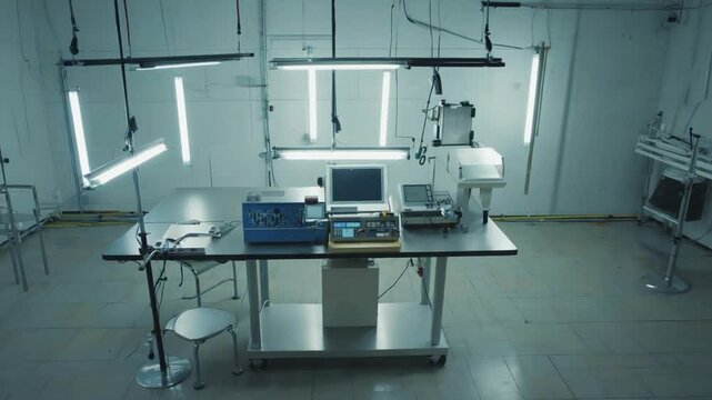 Polygraph in an interrogation room.
