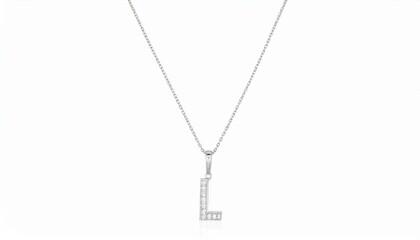 Small Initial Letter L Diamond Pendant Necklace
