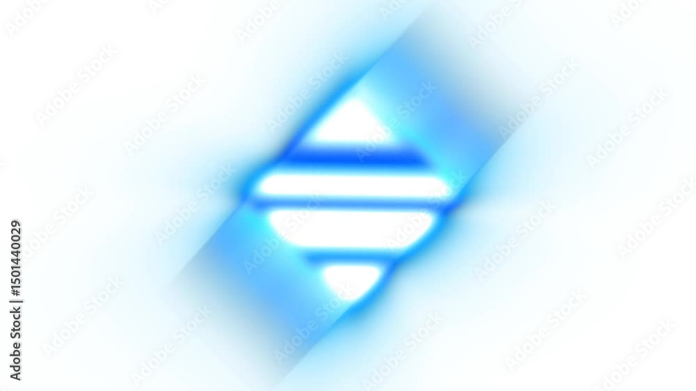 Poster glowing background of bright blue rays with central squares. rotating hypnosis platform. intro for t