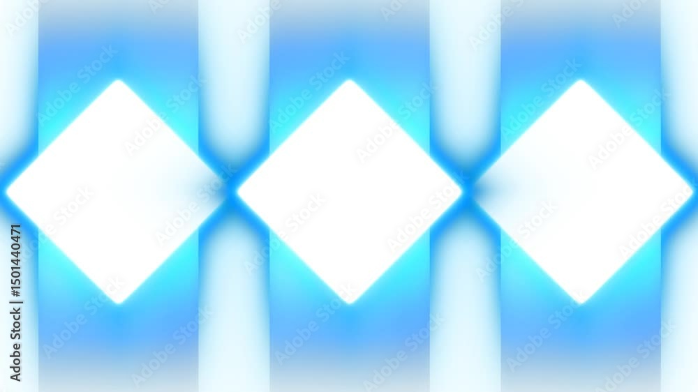 Poster glowing background of bright blue rays with central squares. rotating hypnosis platform. intro for t