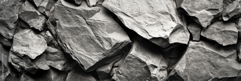 Poster textured gray rock surface with jagged edges and sharp contrasts. natural stone abstract background 