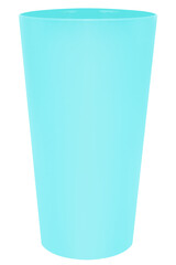 A light blue plastic cup with a smooth matte finish