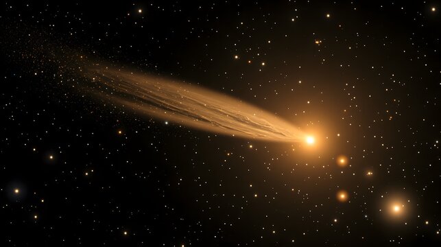 A comet surrounded by smaller fragments glowing in orbit - Powered by Adobe