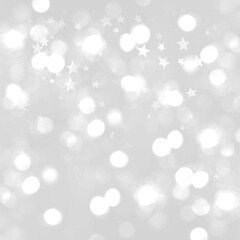 Beautiful soft Blue White Background with Bokeh lights. Amazing abstract Texture. Glitter light Spots on delicate backdrop. Horizontal Image Wallpaper or Web Banner With Copy Space.