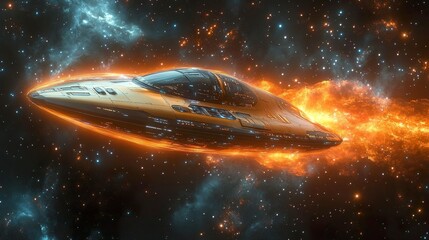 Obraz premium Sci-fi warp speed visual with dynamic motion blur and galactic colors 