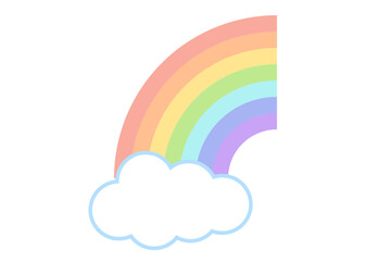 Pastel rainbow with clouds flat icon for posters and websites, Vector illustration