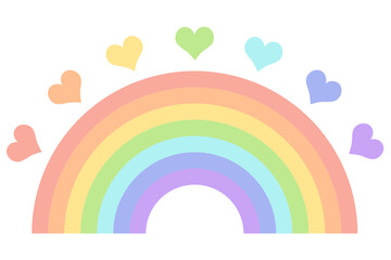 Pastel rainbow heart flat icon for posters and websites, Vector illustration