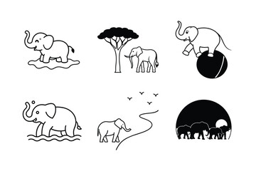 Decorative Tribal Elephant with Ornamental Details – Line Art