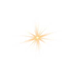 Bright Sunburst Light Effect PNG Transparent Yellow Star Flash Overlay for Energy or Explosion Design