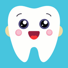 Cute tooth character vector illustration with happy face design