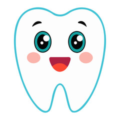 Happy tooth icon with cute facial expression in vector art