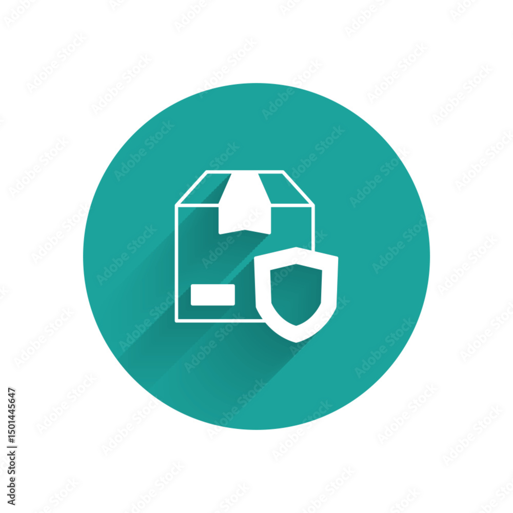 Aufkleber white delivery security with shield icon isolated with long shadow background. delivery insurance. i