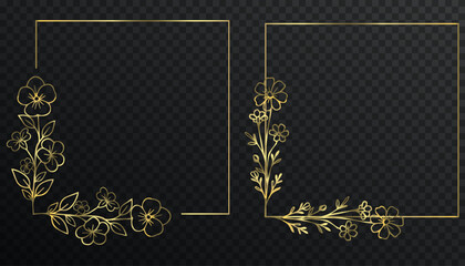 Golden rectangular frame highlights elegant layout elements.
Dark background enhances thin shimmering gold lines.
Vector arch frame suits wedding or formal invitations.
Line art border 