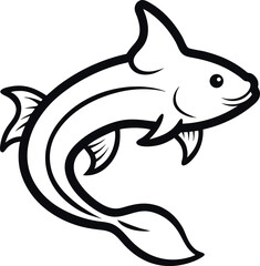 Catfish Outline icon on Transparent Background