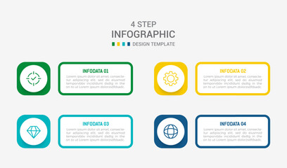 Four Step Infographic element design Vector template for presentation. process diagram and presentations step, workflow layout, banner, flow chart, info graphic vector illustration.