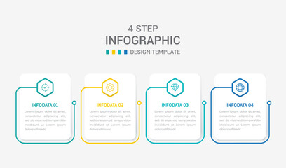 Obraz premium Four Step Infographic element design Vector template for presentation. process diagram and presentations step, workflow layout, banner, flow chart, info graphic vector illustration.