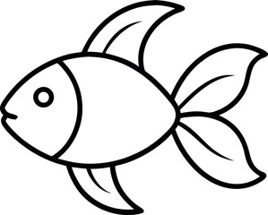Goldfish Outline icon on Transparent Background