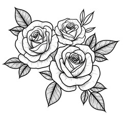 Black Roses Line Art