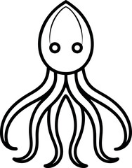 Squid Outline icon on Transparent Background